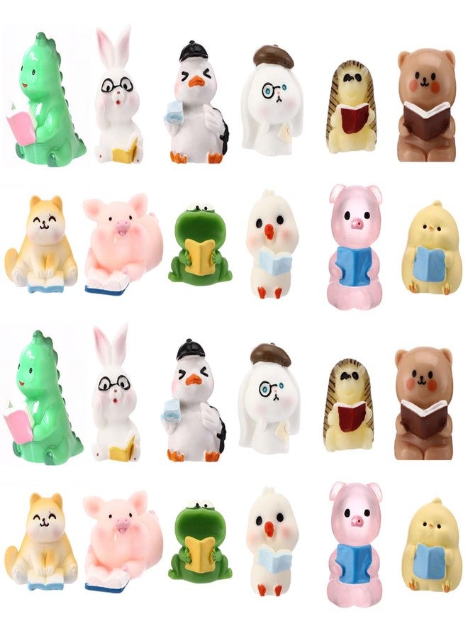 RoundFunny 24 Pcs Reading Gifts for Women Mini Resin Animals Book Lovers Book Club Gifts Bookish Weird Tiny Resin Ornaments Animals Figurine for Librarian Readers Teacher Bookstore Workers - Image 1